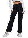 SOLY HUX Straight Leg Jeans Cargo Pants for Women High Waisted Jean Pocket Side レディース