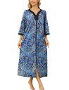 Bloggerlove Nightgowns for Women Mumu Dresses Print House Dress Zipper Front レディース