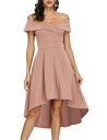 JASAMBAC Pink Skater Dress for Women 1950s Off Shoulder Formal Vintage Dresses レディース