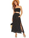 Floerns Womens Summer Printed 2 Piece Outfit Crop Tube Tops and Split Long fB[X