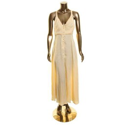 Free People フリーピーポー FREE PEOPLE Women's Champagne Satin Woven Plunging V-neck A-Line Dress S TEDO レディース