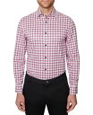 Construct Men's Slim Fit Cooling Comfort Check Print Dress Shirt Red Size L 16 メンズ