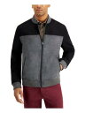 TASSO ELBA Mens Gray Color Block Zip Up Jacket S Y