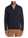 Designer Brand Mens Navy Mock Neck Classic Quarter-Zip Merino Blend Sweater M Y