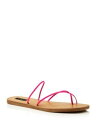 AQUA Womens Pink Toe-Loop Zeus Square Toe Slip On Leather Slide Sandals 9.5 M fB[X