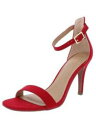 MATERIAL GIRL Womens Red Padded Blaire Square Toe Stiletto Buckle Sandals 7.5 M fB[X