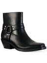 SUN STONE Womens Black Non-Slip Square Toe Stacked Heel Leather Booties 6 M レディース