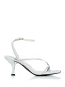 JEFFEREY CAMPBELL Womens Silver Fluxx Square Toe Flare Leather Heeled Sandal 10 レディース