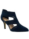 ベラヴィータ BELLA VITA Womens Navy Perforated Hope Stiletto Zip-Up Leather Shootie 8 WW レディース