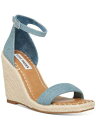 f STEVE MADDEN Womens Blue Comfort Submit Square Toe Wedge Espadrille Shoes 7 fB[X