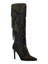 INC Womens Black Embellished Fringed Shyn Pointed Toe Stiletto Boots 6.5 M fB[X