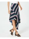 BAR III Womens Navy Striped Asymmetrical Knee Length Skirt 0 fB[X