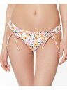 JENNIFER & GRACE Women's White Stretch Ruched Tie Hipster Swimsuit Bottom S レディース