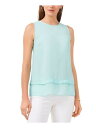 ヴィンス VINCE CAMUTO Womens Turquoise Sheer Sleeveless Crew Neck Top XS レディース