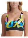 fB[P[GkC DKNY Women's Black Stretch Removable Cups Lined Scoop Neck Swimsuit Top L fB[X