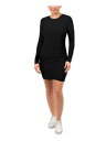 HIPPIE ROSE Womens Black Wrap Hemline Long Sleeve Body Con Dress Juniors M fB[X