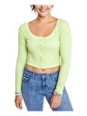 スプレンディッド SUNDOWN BY SPLENDID Womens Green Thermal Snap Down Front Trim Crop Top Juniors L レディース