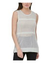 カルバンクライン CALVIN KLEIN Womens Gray Sheer Metallic-flecked Sleeveless Crew Neck Sweater L レディース