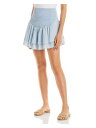 Xg LOST + WANDER Womens Light Blue Smocked Shirred Tiered Mini A-Line Skirt L fB[X