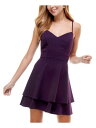 CITY STUDIO Womens Spaghetti Strap V Neck Short Party Fit + Flare Dress fB[X