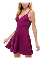 CITY STUDIO Womens Purple Skater Style Adjustable Straps Mini Dress Juniors 1 レディース