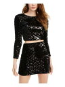 CRYSTAL DOLLS Womens Black Sequined Cocktail Skirt Juniors 5 fB[X