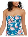 ラブランカ LA BLANCA Women 039 s Teal Allover Slimming Flyaway Orchid Bandeau Tankini Top 4 レディース