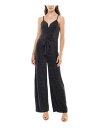 tFC}X ALMOST FAMOUS Womens Black Tie Adjustable Straight leg Jumpsuit Juniors XL fB[X