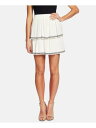 CECE Womens Ivory Embroidered Mini Ruffled Skirt Size: L fB[X