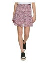 J[ K[tFh KARL LAGERFELD PARIS Womens Pink Smocked Lined Floral Short Ruffled Skirt S fB[X