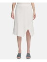 JoNC CALVIN KLEIN Womens White Eyelet Split Hem Below The Knee A-Line Skirt Size: 6 fB[X