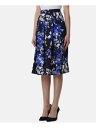 ^n TAHARI Womens Blue Floral Knee Length Wear To Work Pleated Skirt Petites 6P fB[X