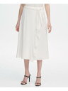 JoNC CALVIN KLEIN Womens Ivory Belted Midi Faux Wrap Skirt Size: 8 fB[X