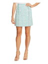 CECE Womens White Frayed Buttons Framed Gingham Short Pencil Skirt 10 fB[X