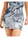 QX GUESS Womens Navy Pocketed Zippered High-rise Cargo Printed Mini Pencil Skirt 4 fB[X