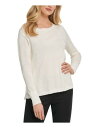 ディーケーエヌワイ DKNY Womens White Long Sleeve Crew Neck Top L レディース