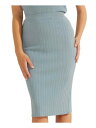 QX GUESS Womens Light Blue High-waisted Pull-on Style Midi Cocktail Pencil Skirt L fB[X