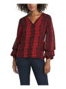 ヴィンス VINCE CAMUTO Womens Red Lined Vented Hems Balloon Sleeve Button Up Top L レディース