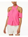 レイチェルロイ RACHEL ROY Womens Pink Cold Shoulder Short Sleeve Grecian Neckline Top Size: 8 レディース