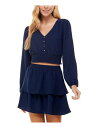 CITY STUDIO Womens Navy Smocked Tiered Lined Short A-Line Skirt Juniors S fB[X