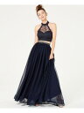 SEQUIN HEARTS Womens Navy Full-Length Prom Accordion Pleat Skirt Juniors 9 fB[X