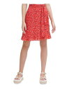 J[ K[tFh KARL LAGERFELD PARIS Womens Red Belted Tie Unlined Ruffled-hem Short Skirt 0 fB[X