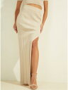 QX GUESS Womens Beige Slitted Ribbed Unlined Maxi Party Pencil Skirt M fB[X