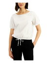 ダナ キャラン DONNA KARAN Womens White Short Sleeve Crew Neck Top XS レディース