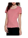 ディーケーエヌワイ DKNY Womens Pink Textured Contrast Seams Short Sleeve Scoop Neck T-Shirt S レディース