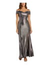 NIGHTWAY Womens Gray Cross-front Spaghetti Strap Off Formal Gown Dress 4 fB[X