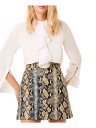 t`RlNV FRENCH CONNECTION Womens Beige Zippered Snake Print Mini Pencil Skirt 2 fB[X