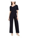 ADRIANNA PAPELL ファッション ジャンプスーツ ADRIANNA PAPELL Womens Navy Draped Short Sleeve Evening Wide Leg Jumpsuit 6 カラー:Navy■ご注文の...