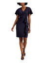 WFVJn[h JESSICA HOWARD Womens Navy Flutter Sleeve Above The Knee Sheath Dress 16 fB[X