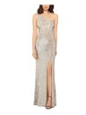 XSCAPE Womens Beige Spaghetti Strap Full-Length Evening Sheath Dress Petites 4P レディース